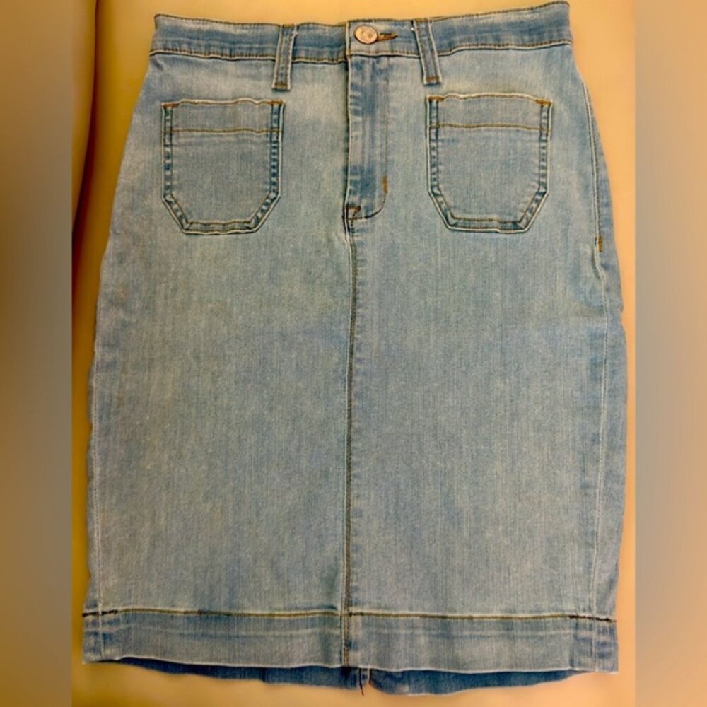 Hudson Fiona Sailor Pencil Skirt Women’s Size 27 Light Wash Denim Stretch USA